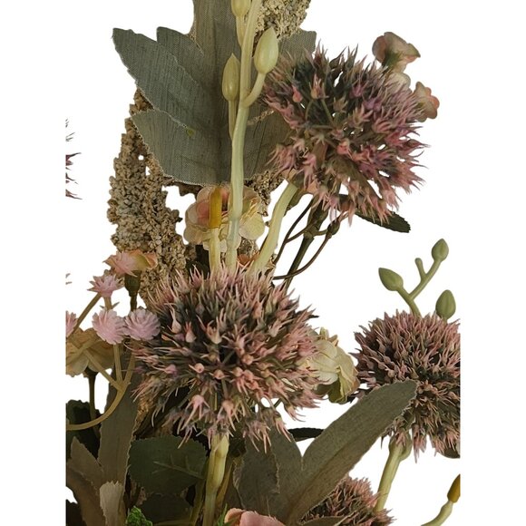 Artificial Wildflower Bouquet Roses, Thistles & Wild Blooms in Pink & Peach, Fau - Picture 15 of 15